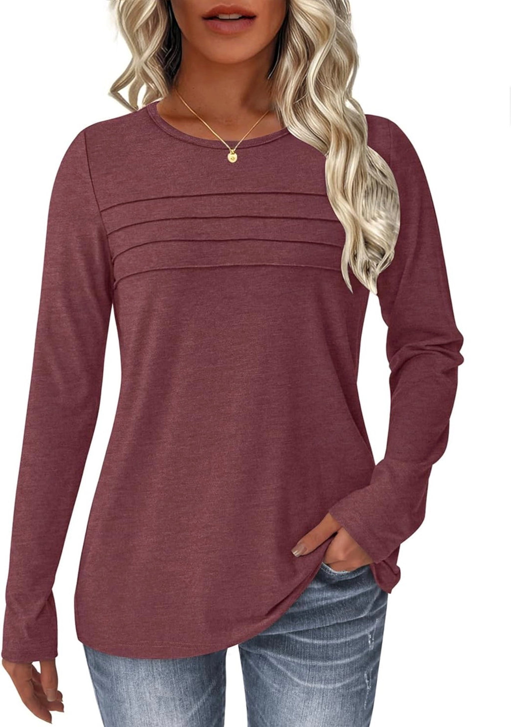 Camisa de Mangas Largas Rojo Vino