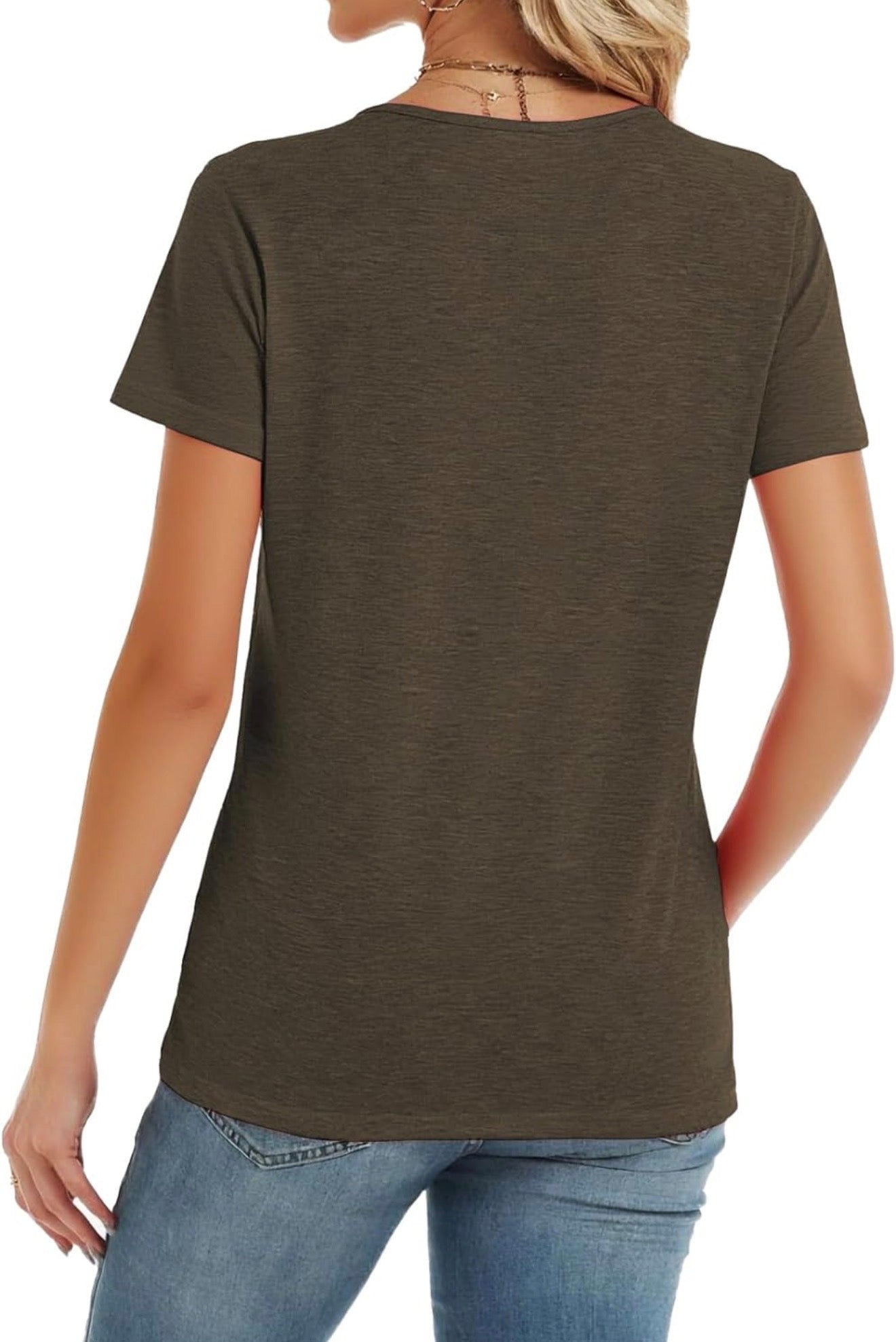 Camiseta en V con Aro Verde Obscuro