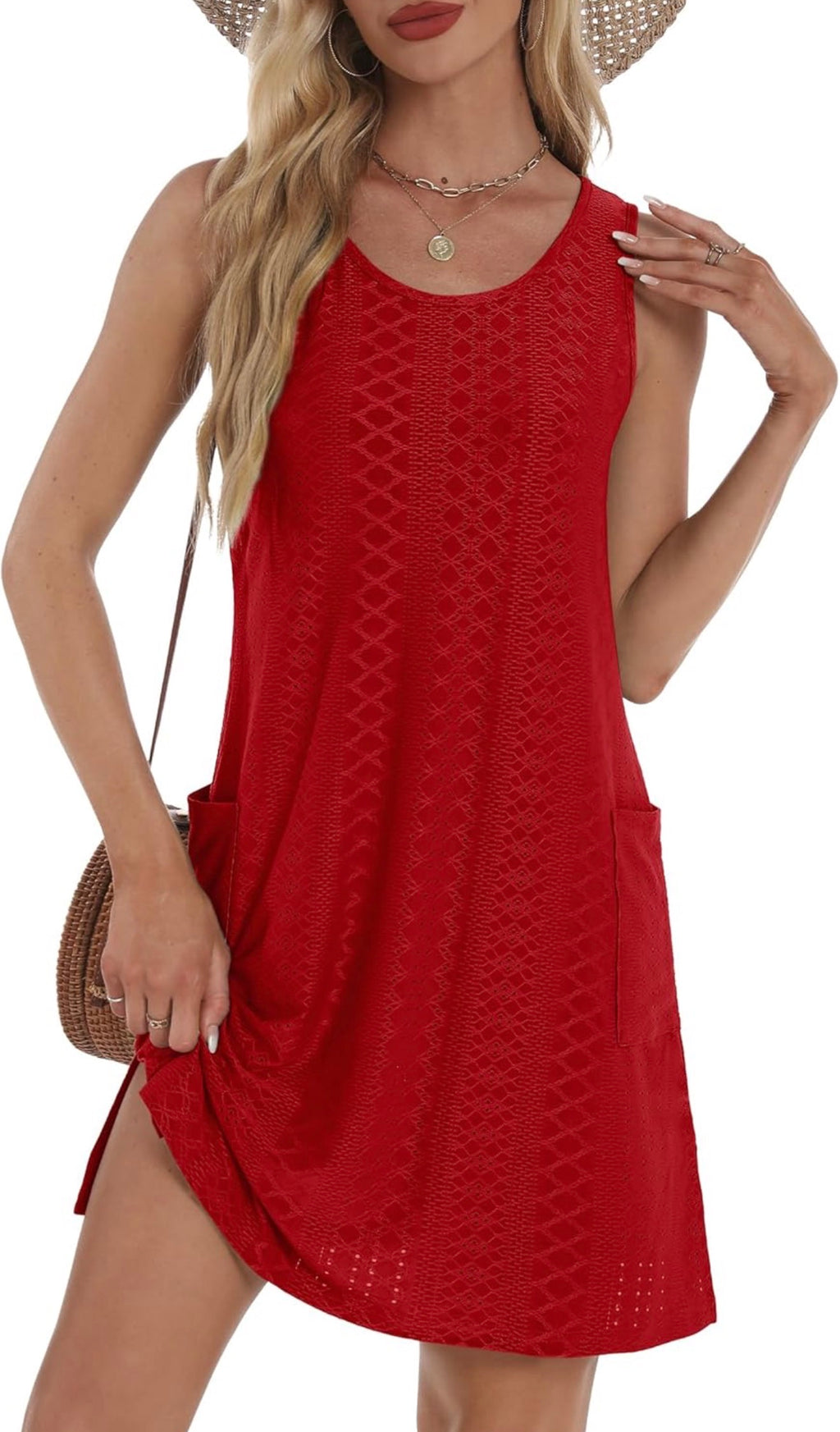Vestido con bolsillo Rojo