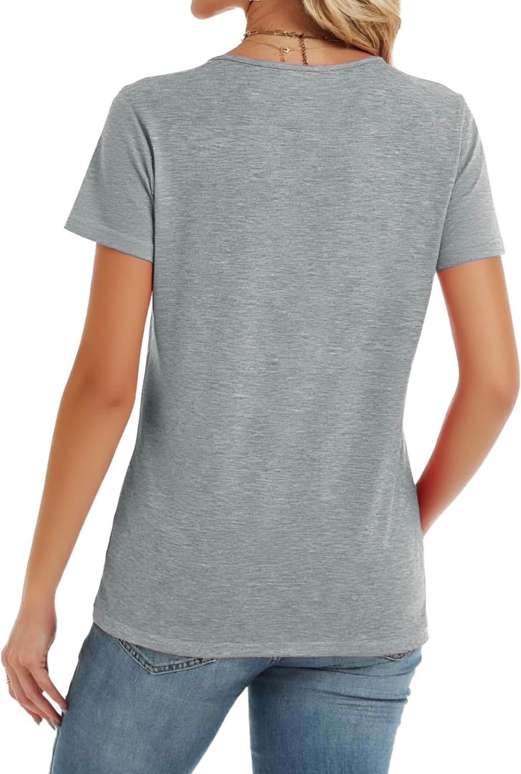 Camiseta en V con Aro Gris