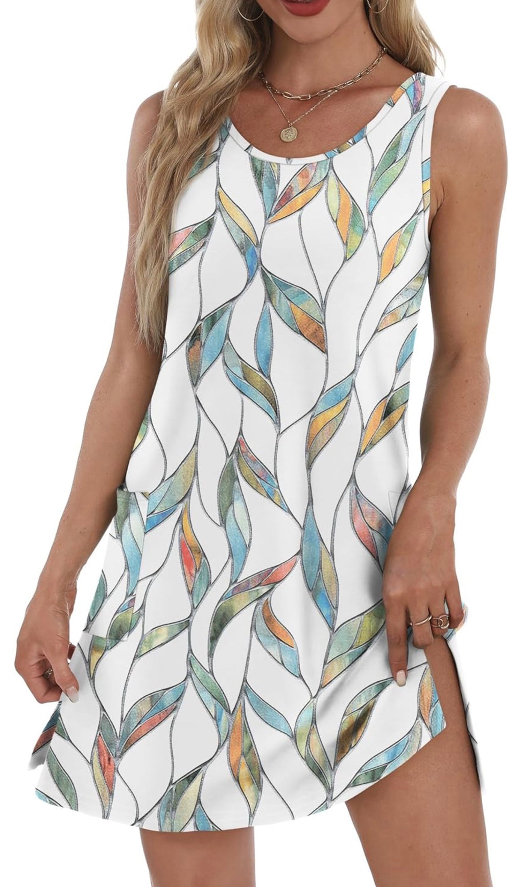 Vestido con bolsillo Blanco con color