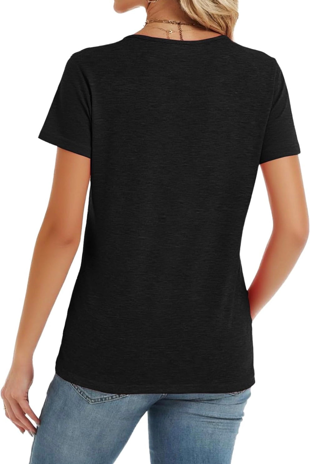 Camiseta en V con Aro Negro