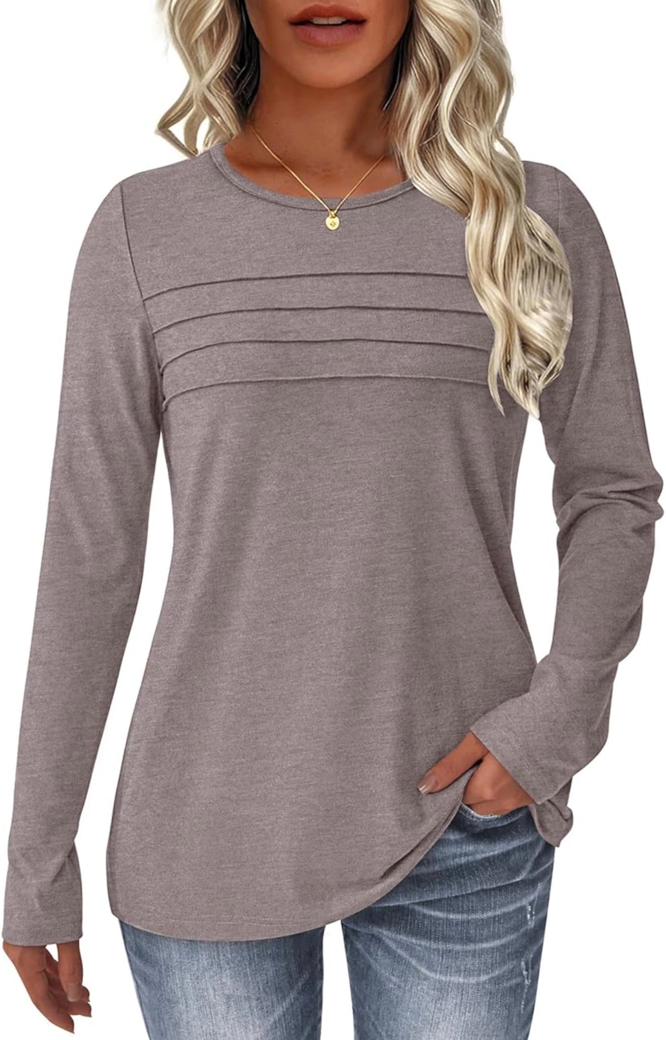 Camisa de Mangas Largas Gris Morado