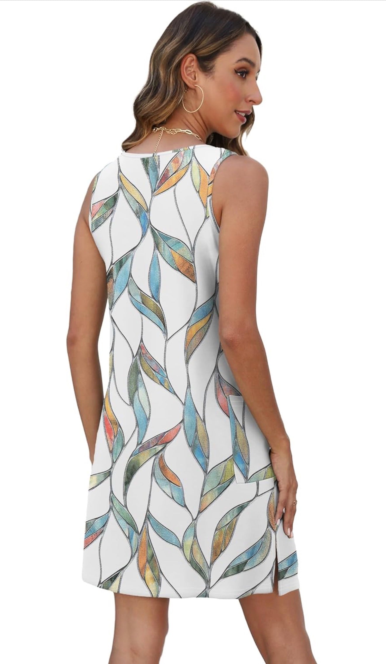 Vestido con bolsillo Blanco con color