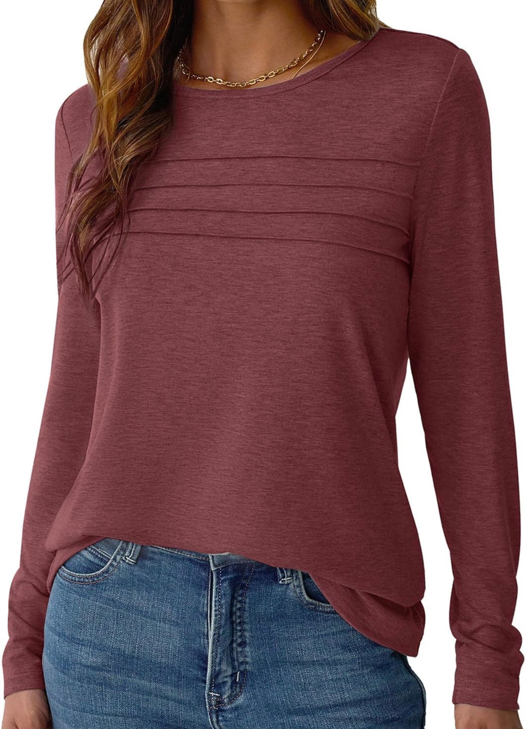 Camisa de Mangas Largas Rojo Vino