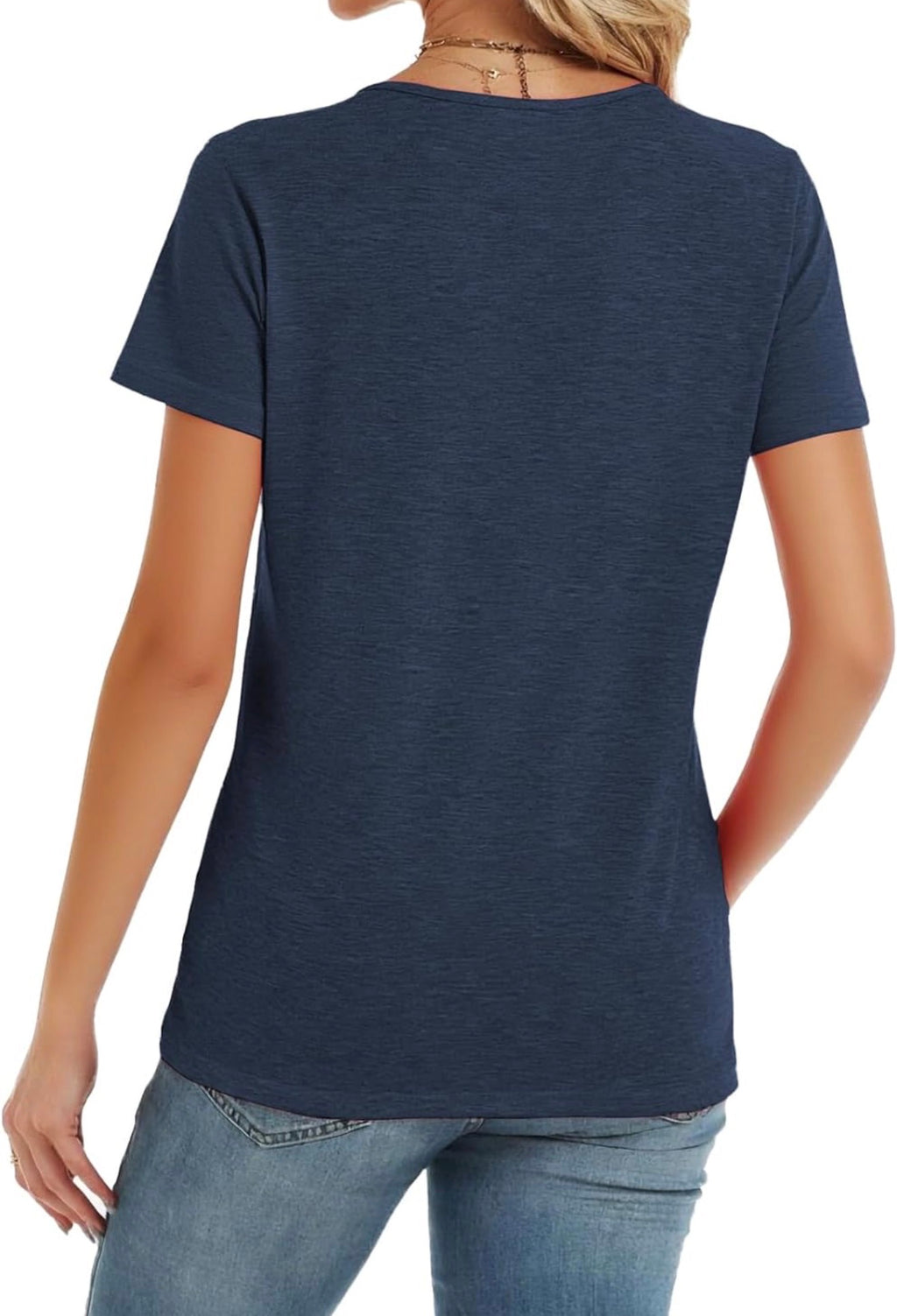 Camiseta en V con Aro Azul