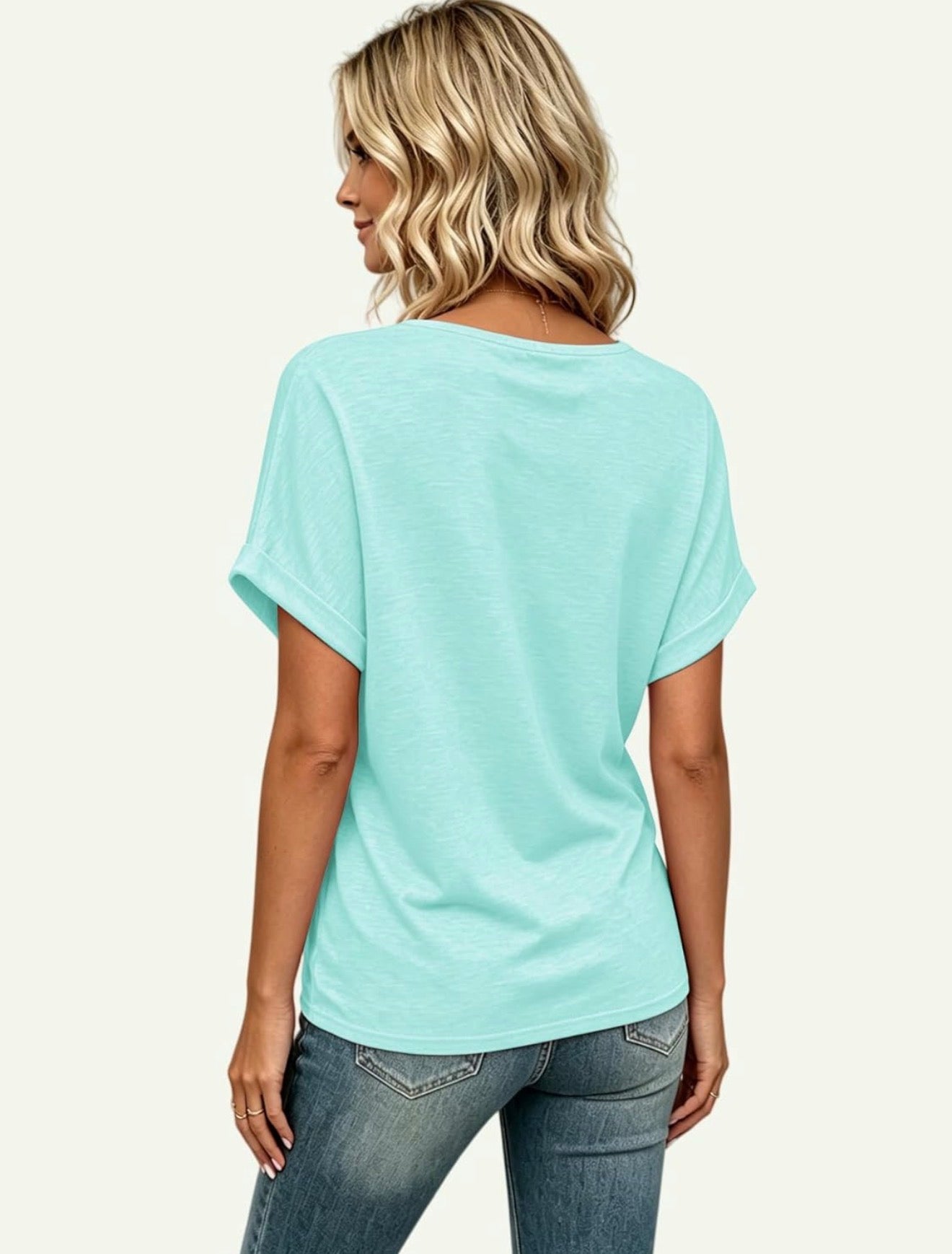 Camiseta con mangas en V Menta