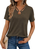 Camiseta en V con Aro Verde Obscuro