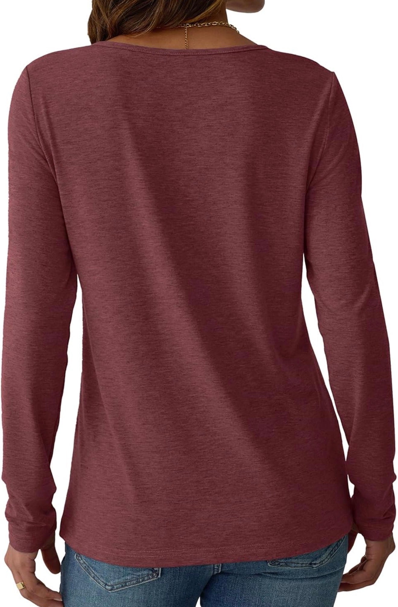 Camisa de Mangas Largas Rojo Vino