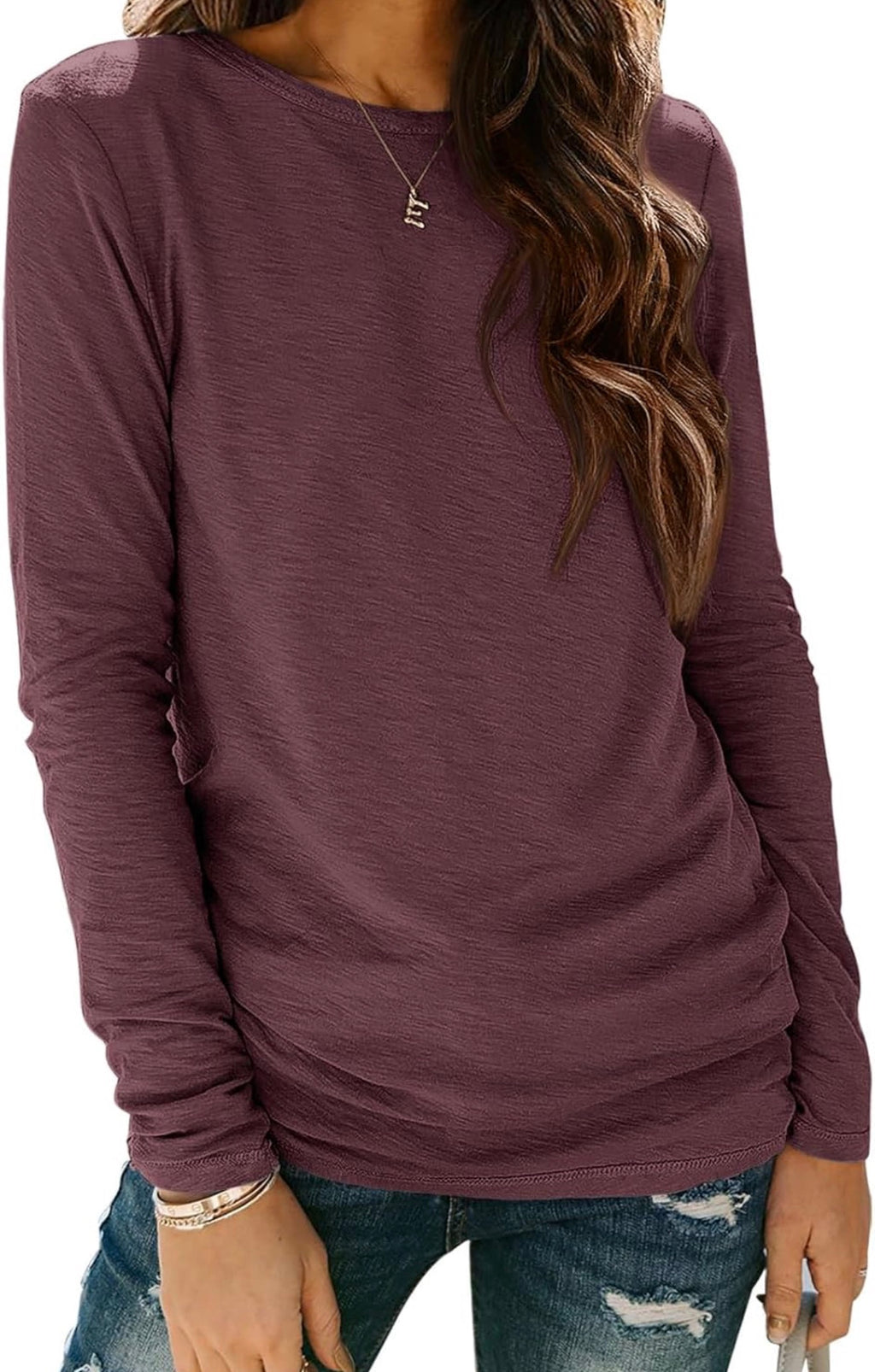 Camiseta Manga Larga Rojo Vino