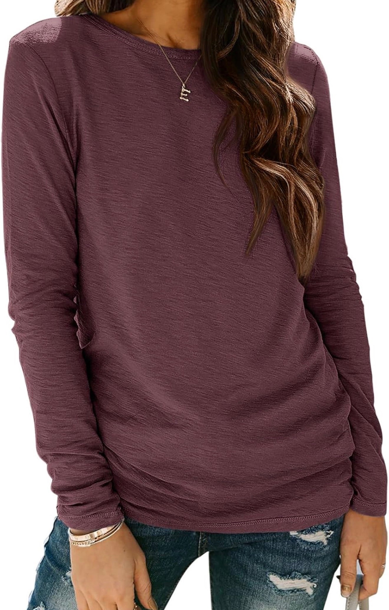 Camiseta Manga Larga Rojo Vino